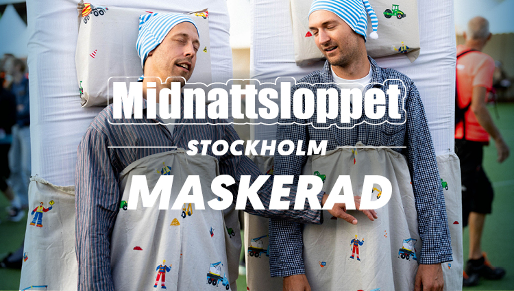 Midnattsloppet Stockholm Deltagare Maskerad inne på Zinkendamms Idrottsplats