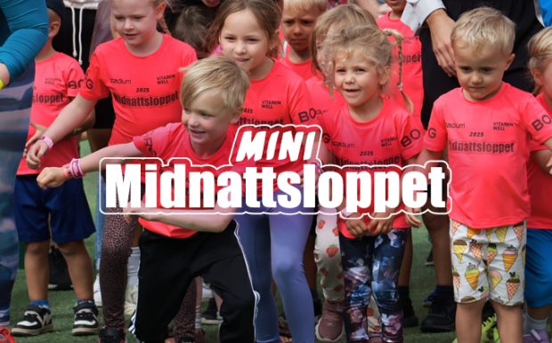 Puffbild från starten av Mini Midnattsloppet 2025