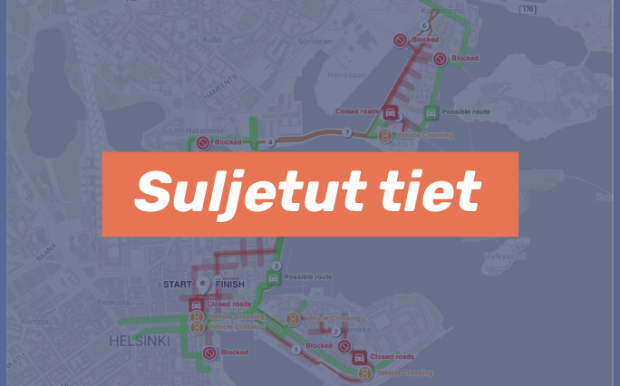 Suljetut tiet avspärrning helsinki 2026